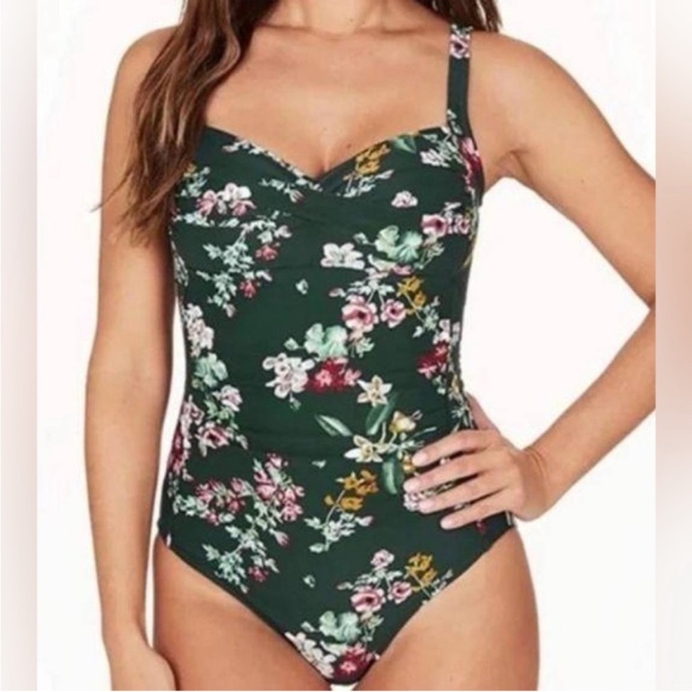 Nip Tuck Green Floral One Piece Swimsuit 6